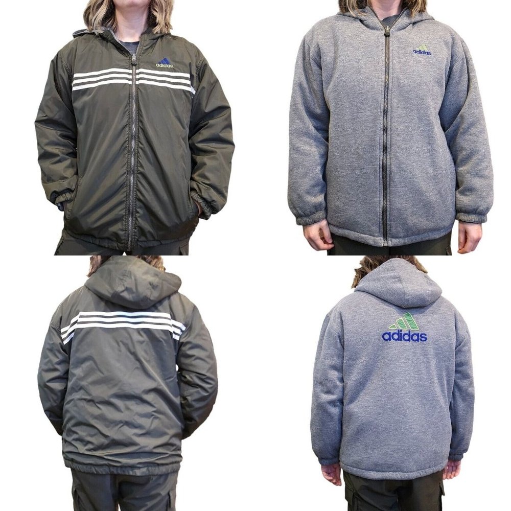 Retro VTG 90s Adidas Reversible Puffer Windbreaker Jacket Green Men’s Sz Medium